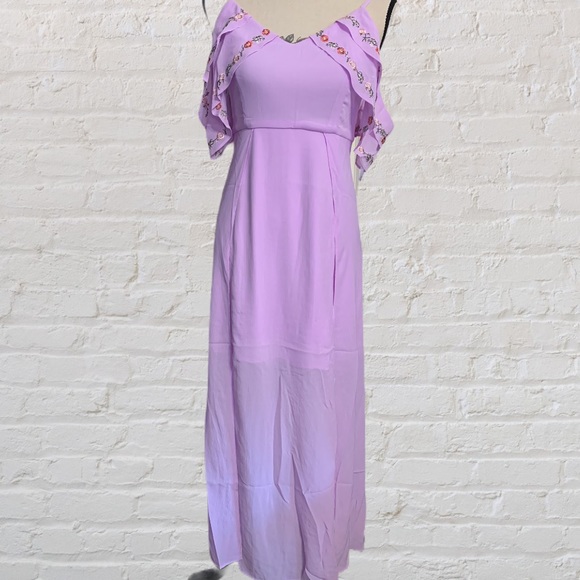 ❌DONATED❌Lavender Purple Cold Shoulder Embroidery Lined Maxi Dress - Picture 5 of 14